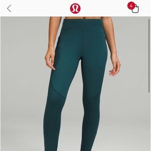 LULULEMON BRAND NEW w/TAG lined black print leggings! Bought too big!
